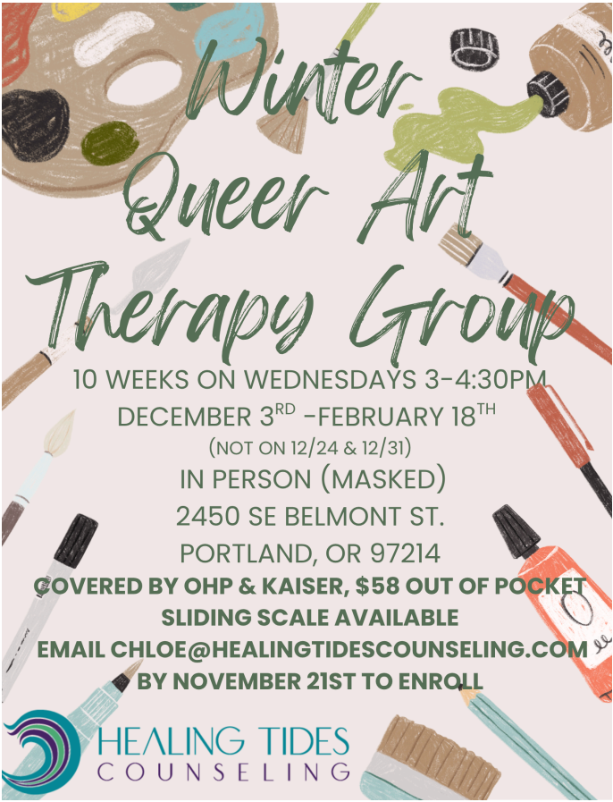 HTCQueerArtTherapyWinter2025 Winter Queer Art Therapy Group Wednesdays 3-4:30pm