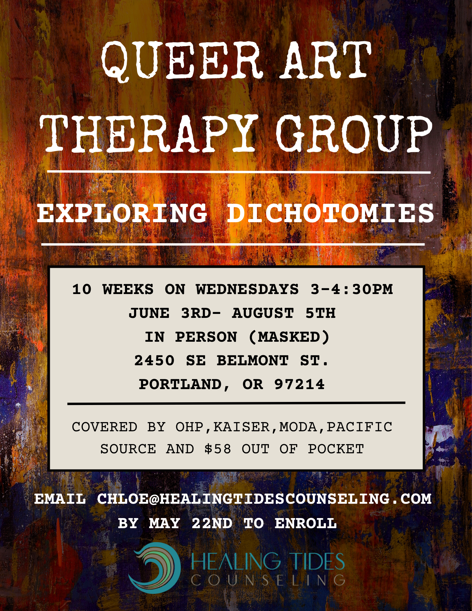 Queer Art Therapy Group: Exploring Dichotomies Wednesdays 3pm - 4:30pm